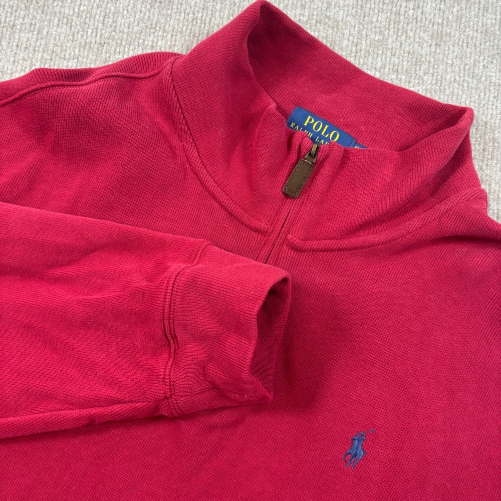 Polo Ralph Lauren Red Half Zip Long Sleeve Men's‎ Size XXL EUC